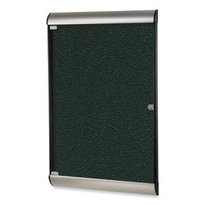 Ghent Silhouette 1 Door Enclosed Ebony Vinyl Bulletin Board w/Satin/Black Aluminum Frame, 27.75x42.13, Ships in 7-10 Business Days (GHESILH20411) View Product Image
