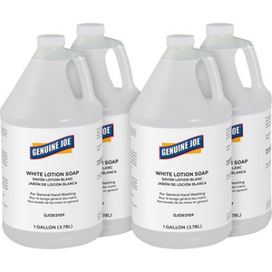 Genuine Joe Lotion Soap - 1 gal - Ink Remover, Oil Remover, Dirt Remover, Grease Remover, Grime Remover, Carbon Remover - Hand, Skin - White - Pleasant Scent Product Image 