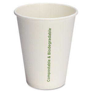 Genuine Joe Cups, f/Hot Drinks, Compostable, 12 oz, 1000/CT, White (GJO10215CT) View Product Image
