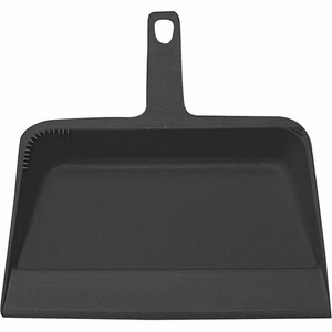 Genuine Joe Heavy-duty Plastic Dust Pan - 12" Wide - Plastic - Black - (GJO02406) Product Image 