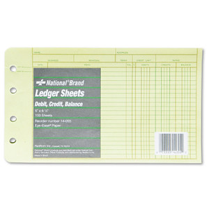 National Four-Ring Binder Refill Sheets, 5 x 8.5, Green, 100/Pack View Product Image