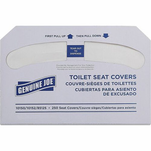 Genuine Joe Half-fold Toilet Seat Covers - Half-fold - For Public Toilet - White - 250/Pack Product Image 