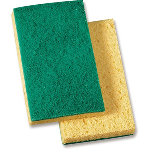 Genuine Joe Scouring Pad,Medium-duty,3-1/2"x3-1/2",20/CT,GN/YW (GJO18389) View Product Image