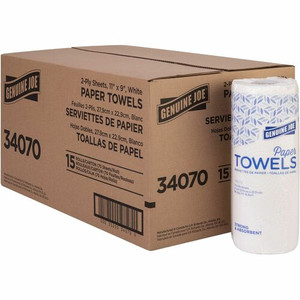 Genuine Joe 2-ply Paper Towel Rolls - 2 Ply - 9" Width x 11" Length - 70 Sheets/Roll - White - Paper Product Image 