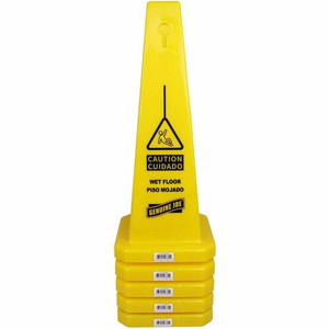 Genuine Joe Bright 4-sided Caution Safety Cone - English, Spanish - 10" Width x 24" Height x 10" Depth - Cone Shape - Stackable - Industrial - (GJO58880CT) Product Image 