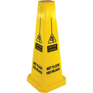 Genuine Joe Caution Safety Cone,Spanish/Engl,4-Sided,10"x10"x24",5/CT,YW (GJO58880CT) View Product Image