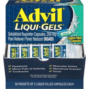 Advil Liqui-Gels - For Pain, Headache, Backache, Menstrual Cramp, Joint Pain, Fever - 50/Box Product Image 