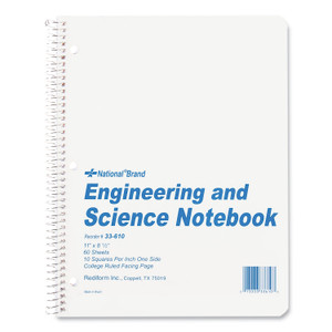 National Engineering and Science Notebook, Quadrille Rule (10 sq/in), White Cover, (60) 11 x 8.5 Sheets View Product Image