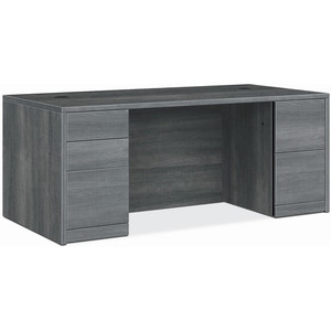 The HON Company Double Pedestal Desk,Rectangle,72"x36"x29-1/2",Sterling Ash (HON105890LS1) View Product Image