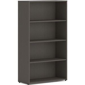 HON Mod HLPLBC3013B4 Book Case - 53" Height x 30" Width x 13" Depth - 4 Shelve(s) - 2 Adjustable Shelf(ves) - Finish: Slate Teak - Adjustable Shelf, Durable, Laminated, Scratch Resistant, Spill Resistant, Stain Resistant Product Image 