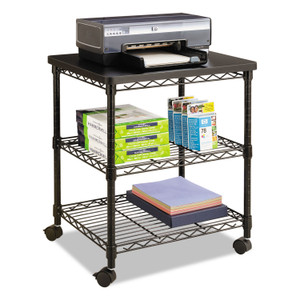 Safco Desk Side Wire Machine Stand, Metal, 3 Shelves, 200 lb Capacity, 24" x 20" x 27", Black (SAF5207BL) View Product Image