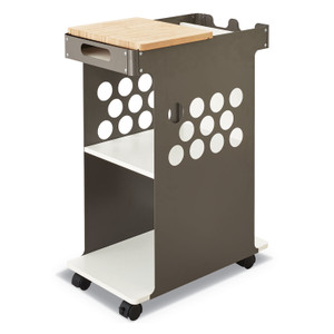 Safco Mini Rolling Storage Cart, Metal, 3 Shelves, 1 Drawer, 200 lb Capacity, 29.75" x 15.75" x 16.5", White View Product Image