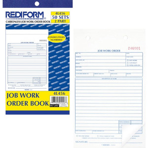 Rediform 2-part Job Work Order Book - 50 Sheet(s) - 2 Part - Carbonless Copy - 5.50" x 8.50" Sheet Size - Assorted Sheet(s) Product Image 
