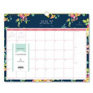 Blue Sky Day Designer Peyton Academic Wall Calendar, Floral Artwork, 15 x 12, White/Navy Sheets, 12-Month (July to June): 2023 to 2024 View Product Image