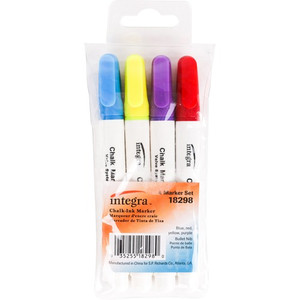 Integra Chalk Ink Markers - Bullet Marker Point - Blue, Purple, Red, Yellow Ink - Chalk-based Product Image 