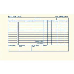 Rediform Daily Time Clock Cards - 100 Sheet(s) - Gummed - 1 Part - 4.25" x 7" Sheet Size - White Product Image 
