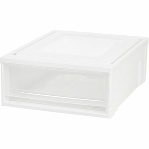 IRIS Stackable Storage Box Drawer - External Dimensions: 19.6" Length x 15.8" Width x 7" Height - 5.50 gal - Stackable - Plastic - Clear, White Product Image 