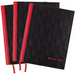 Black n' Red Casebound Hardcover Notebook 3-pack - Case Bound - 12" Height x 8.5" Width x 1.7" Length - Matte Cover - Hard Cover, Bleed Resistant, Ribbon Marker Product Image 