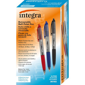 Integra 1.0mm Retractable Ballpoint Pen - 1 mm Medium Pen Point - Retractable - Assorted Ink Product Image 