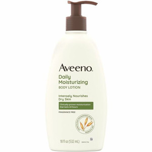 Aveeno Daily Moisturizing Body Lotion - Lotion - 18 fl oz - For Dry Skin - Applicable on Body - Moisturising, Fragrance-free, Non-greasy, Non-comedogenic, Soothing Oat, Rich Emollients, Nourishes Dry Skin, Gentle Product Image 