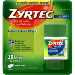 Zyrtec Allergy Tablets - For Runny Nose, Sneezing, Itchy Throat Product Image 