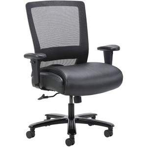 Lorell Heavy-duty Mesh Back Task Chair - Black Seat Color - Leather, Polyurethane Seat Material - Black - Armrest Product Image 