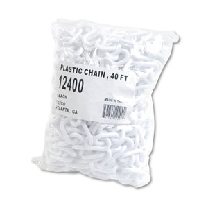 Tatco Crowd Control Stanchion Chain, Plastic, 40 ft, White (TCO12400) View Product Image