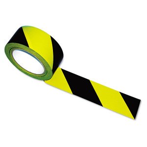 Tatco Hazard Marking Aisle Tape, 2" x 108 ft, Black/Yellow (TCO14711) View Product Image