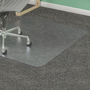 Lorell Medium-Pile Smooth Edge Chairmat - Carpeted Floor - 60" Length x 46" Width x 0.133" Thickness - Rectangular - Vinyl - Clear Product Image 