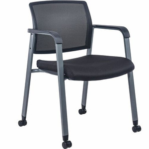 Lorell Mesh Back Guest Chair with Casters - Black Seat Color - Fabric Seat Material - High Back - Square Base Product Image 