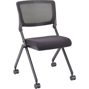 Lorell Mobile Mesh Back Nesting Chairs - Black Seat Color - Fabric Seat Material - Metal Frame Material Product Image 