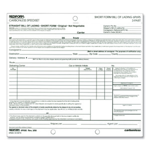 Rediform Speediset Bill of Lading, Short Form, Three-Part Carbonless, 7 x 8.5, 50 Forms Total View Product Image