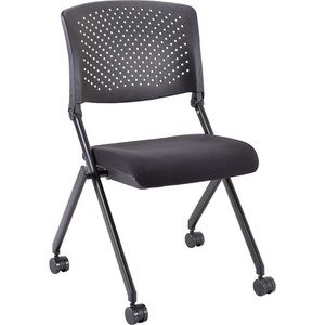 Lorell Upholstered Foldable Nesting Chairs - Black Seat Color - Fabric Seat Material - Black Back Color - Plastic Back Material - Metal Frame Material Product Image 