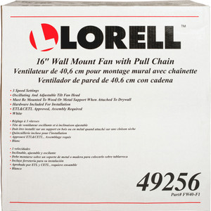 Lorell Pull-chain Wall Mounting 3-speed Fan (LLR49256) View Product Image