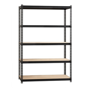 Lorell Iron Horse 2300 lb Capacity Riveted Shelving - 5 Shelf(ves) - 72" Height x 48" Width x 18" Depth - 30% Recycled - Black - Steel, Particleboard Product Image 