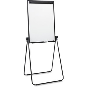 Lorell 2-sided Dry-Erase Easel with Flip-Chart Clip - 36" (3 ft) Width x 24" (2 ft) Height - Melamine Surface - Black Steel Frame - Rectangle Product Image 
