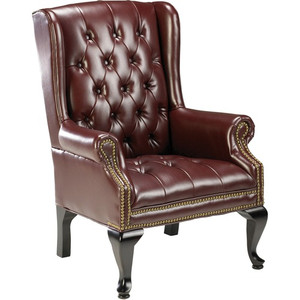 Lorell Queen Anne Side Chair, 29"x30"x39-1/2", Burgundy Leather (LLR60605) View Product Image