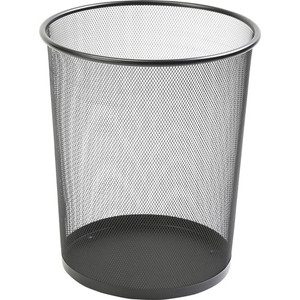Lorell Mesh Waste Bin - 4.70 gal Capacity - Round - 14.3" Height x 12" Diameter - Steel - Black Product Image 