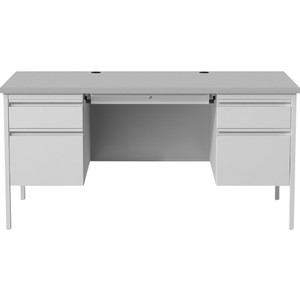 Lorell Desk, Double-Pedestal, Steel, 60"x30"x29-1/2", Gray/Gray (LLR60935) Product Image 