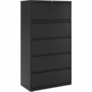 Lorell Fortress Series Lateral File w/Roll-out Posting Shelf - 36" Width x 18.6" Depth x 67.7" Height - 5 x Drawer(s) for File - Letter, Legal, A4 - Lateral - Rust Proof, Interlocking, Leveling Glide, Ball-bearing Suspension, Label Holder Product Image 
