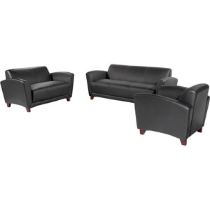 Lorell Reception Loveseat, 55"x34-1/2"x31-1/4", Black Leather (LLR68951) View Product Image