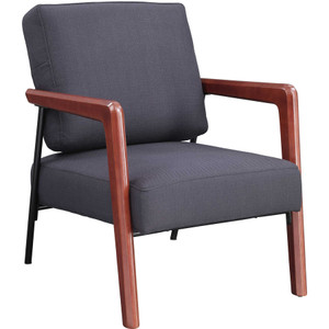 Lorell Fabric Back/Seat Rubber Wood Lounge Chair (LLR67000) View Product Image