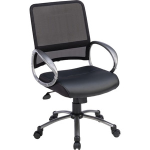 Lorell Task Chair,Mesh Back,Leather Seat,25.2"x26.2"x37.4"-41.5",BK (LLR69518) View Product Image