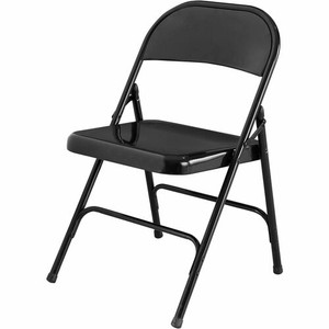 Lorell Folding Chairs - Powder Coated Frame Color - Steel Frame Material - Black Product Image 