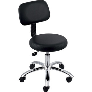 Lorell Pneumatic Height Stool, w/Back, 24"x24"x36", Black (LLR69511) View Product Image