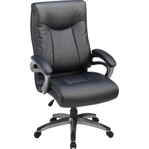 Lorell Hi-Back Chair,Leather,28-1/5"x31-1/10"x43-9/10-46-9/10",BK (LLR69516) View Product Image