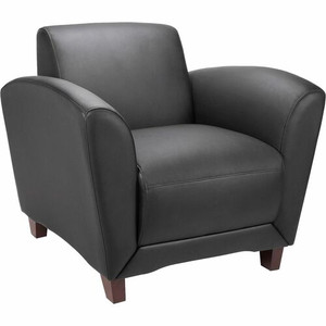 Lorell Accession Club Chair - Black Seat Color - Leather Seat Material - Black Back Color - Leather Back Material - Four-legged Base Product Image 