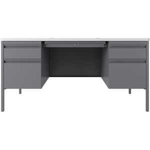 Lorell Desk, Double-Pedestal, 60"x30"x29-1/2", White/Platinum (LLR66942) View Product Image