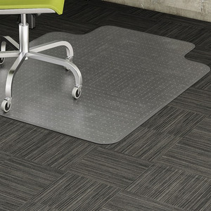Lorell Wide Lip Low-pile Chairmat - Carpeted Floor - 53" Length x 45" Width x 0.112" Thickness - Lip Size 12" Length x 25" Width - Vinyl - Clear Product Image 