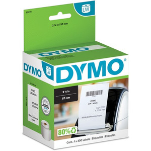 Dymo LabelWriters Continuous Roll Labels - 2 1/4" x 300 ft - 13.28 oz Basis Weight - White Product Image 